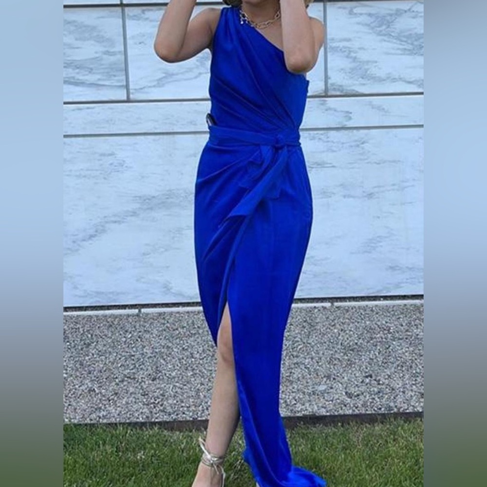 🎉HP🎉Aidan by Aidan Mattox One-Shoulder Draped Column Gown